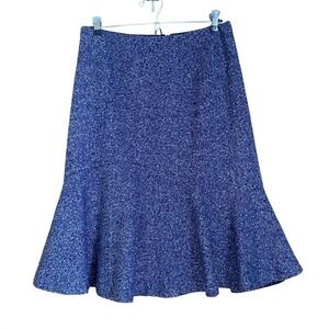 Ann‎ Taylor Trumpet Skirt Wool Midi Knee Length Chenille Tweed Purple Academia 8